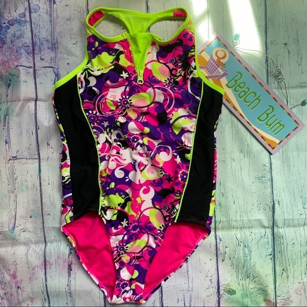 Wave Zone Neon Multicolor Racerback Race swimsuit